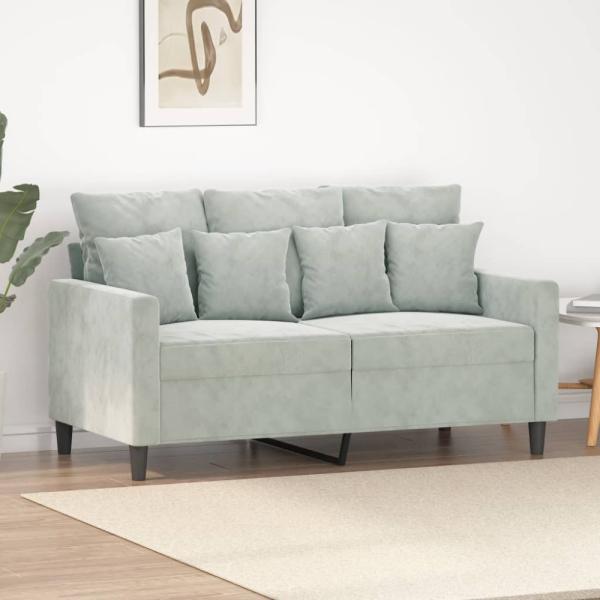 vidaXL 2-Sitzer-Sofa Hellgrau 120 cm Samt