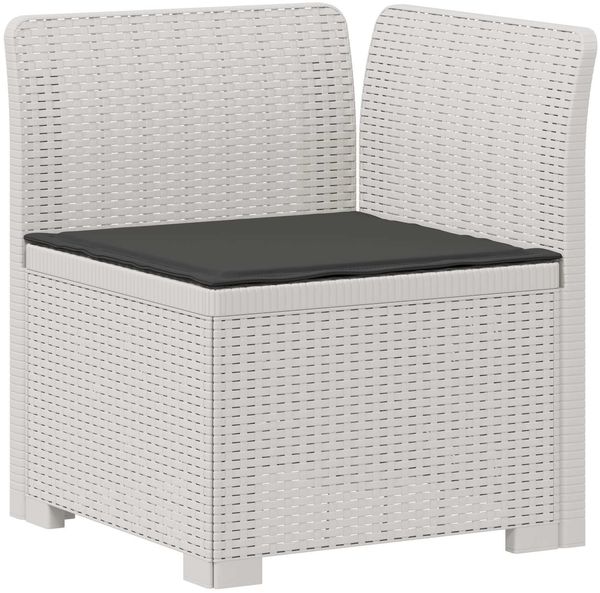 vidaXL 1-Sitzer Garten-Sofa mit Kissen Rattan-Look PP Weiß 8011825