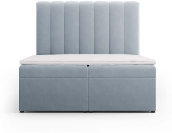 Micadoni Boxspringbett Kelp Samt Hellblau 140x200