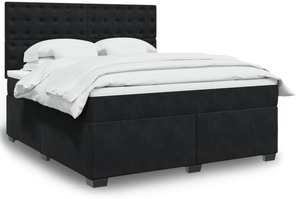 vidaXL Boxspringbett mit Matratze Schwarz 180x200 cm Samt 3290992