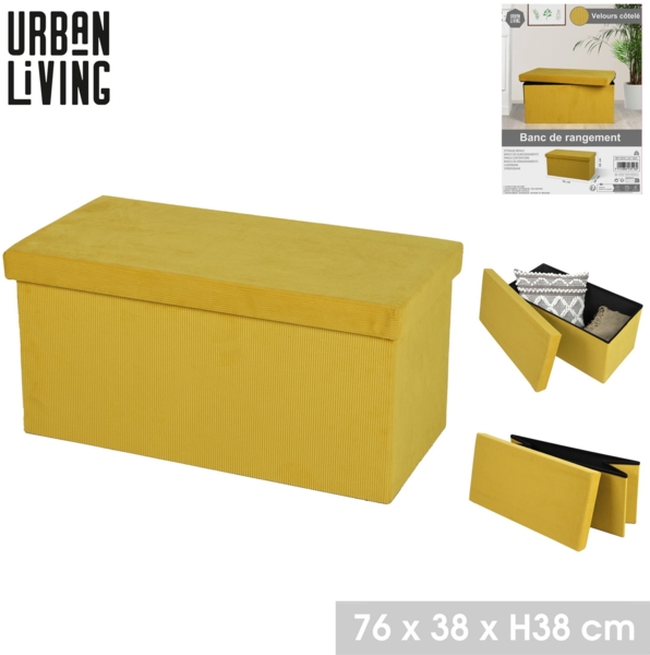 Urban Living faltbare Sitzbank "VELOURS COTELÉ" 53516 Aufbewahrungsbox gelb