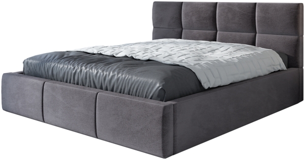 Polsterbett RADIC 180x200 mit Matratze, Bettkasten und Lattenrost. Farbe: Grau 16
