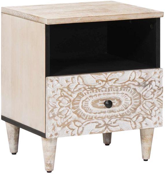 vidaXL Bettkasten mit Schubladen Weiß 40 x 33 x 46 cm Massivholz Mango 4018374