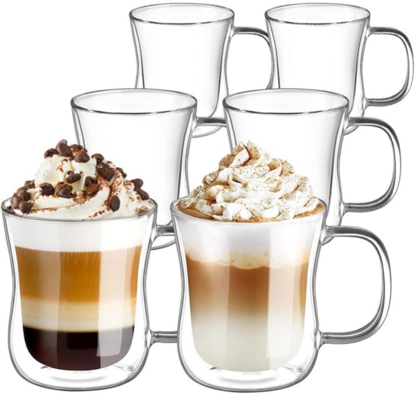6er Set Doppelwandige Latte Macchiato Gläser 350ml Borosilikatglas