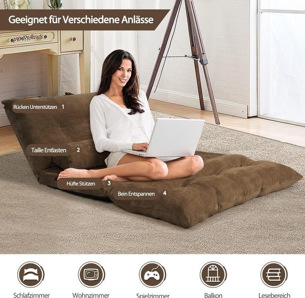 COSTWAY Schlafsofa, bettfunktion,verstellbare Rückenlehne,klappbar,Kissen