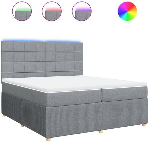 vidaXL Boxspringbett mit Matratze Hellgrau 200x200 cm Stoff 3294463