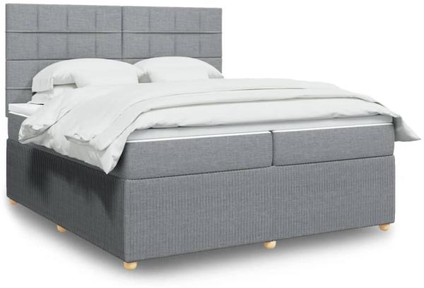 vidaXL Boxspringbett mit Matratze Hellgrau 200x200 cm Stoff 3294463