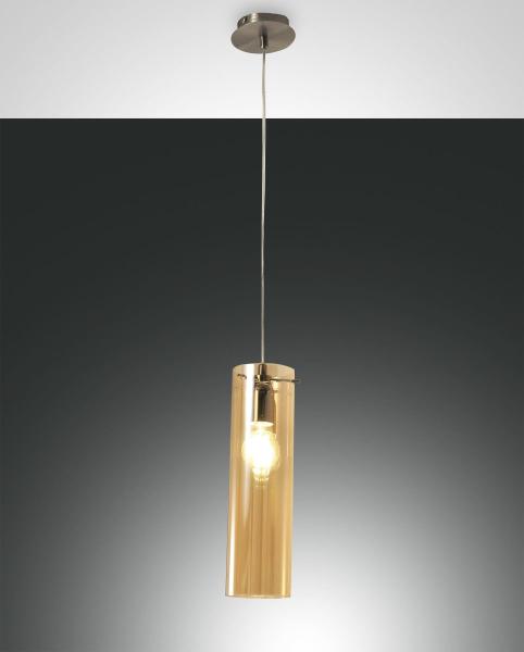 FABAS LUCE No. 3480-40-125 Pendelleuchte Sintesi Nickel satiniert amber