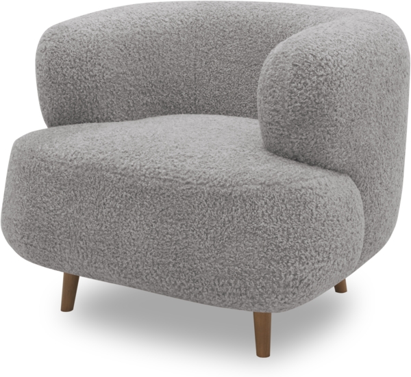 DOMO. collection Sessel 800 014, Polstersessel in organischer Form mit Taschenfederkern, gepolsterte Rückenlehne, Holzfüße, Armsessel, Cocktailsessel, Loungesessel, 90 x 86 x 73 cm (BxTxH), grau Bild 2