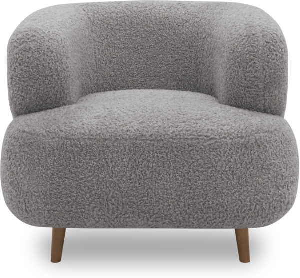 DOMO. collection Sessel 800 014, Polstersessel in organischer Form mit Taschenfederkern, gepolsterte Rückenlehne, Holzfüße, Armsessel, Cocktailsessel, Loungesessel, 90 x 86 x 73 cm (BxTxH), grau Bild 1