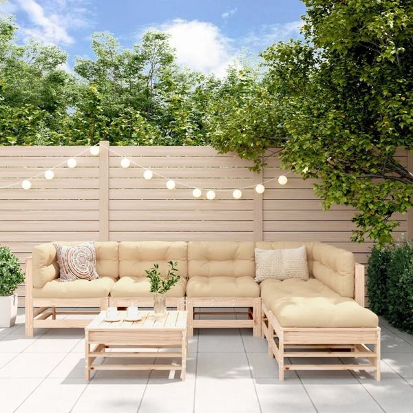 Nettlife Gartenlounge-Set 7-tlg. Massivholz Kiefer Garten-Lounge-Set 242*178.5*60CM Keine Kissen, (7-tlg), Verbessern Sie die Ästhetik Ihres Gartens