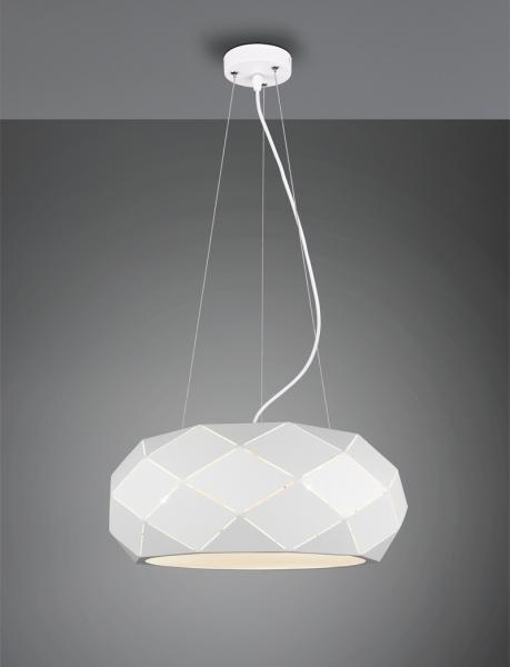 Große Pendelleuchte ZANDOR mit Lasercut Muster Weiß matt, Ø 50cm