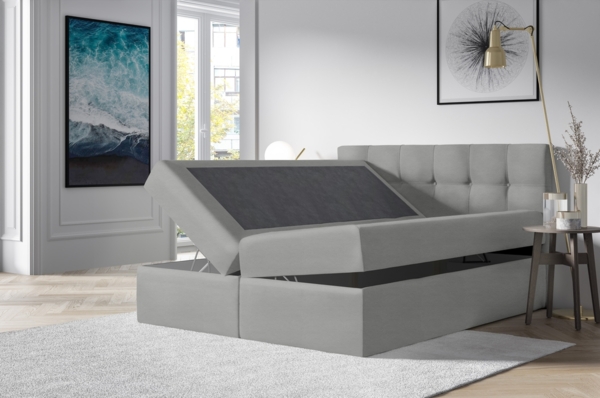 99rooms Cesar Boxspringbett Kunstleder 180x200 cm Grau Bild 5