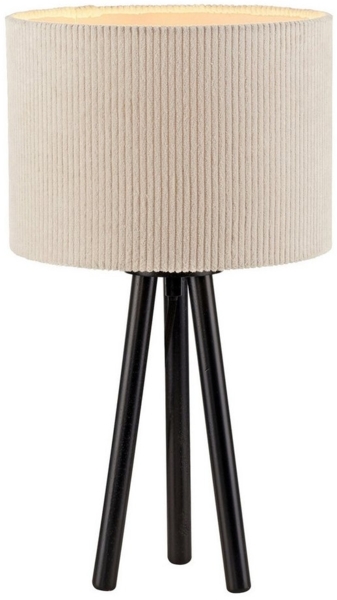 JUST LIGHT Tischleuchte DURO, H 45 cm, Beige, Schwarz, Kunststoff, ohne Leuchtmittel, Lampenschirm aus Cord, 100% klimaneutralisiert