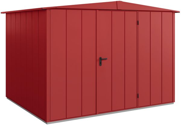 Hörmann Ecostar Metall-Gerätehaus Elegant mit Satteldach Typ 3, 238x303 cm , purpurrot, 7,2 m²,1-flüglige Tür