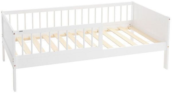 ML-DESIGN Jugendbett Bodenbett Juniorbett inkl. Lattenrost Einzelbett für Kinder Kinderbett, Junior-Bett mit Rausfallschutz Bettrahmen aus MDF / Kiefer