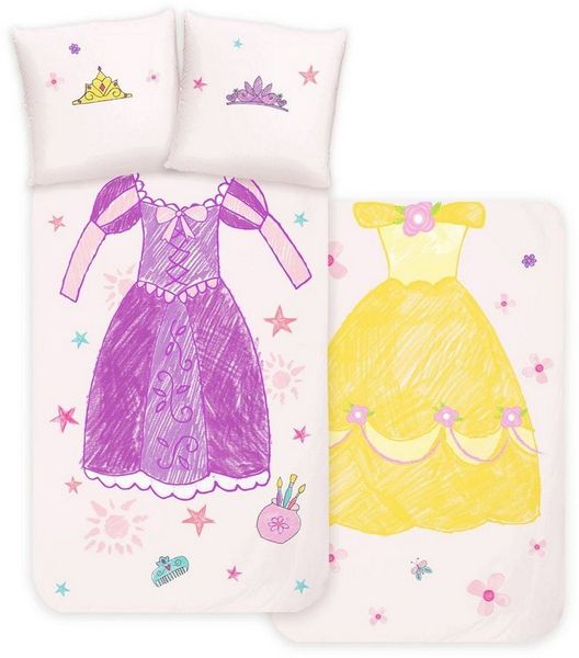 JACK Kinderbettwäsche Princess Prinzessin Disney Home 135x200cm, Renforcé, 2 teilig, Bunt, mit Reißverschluss