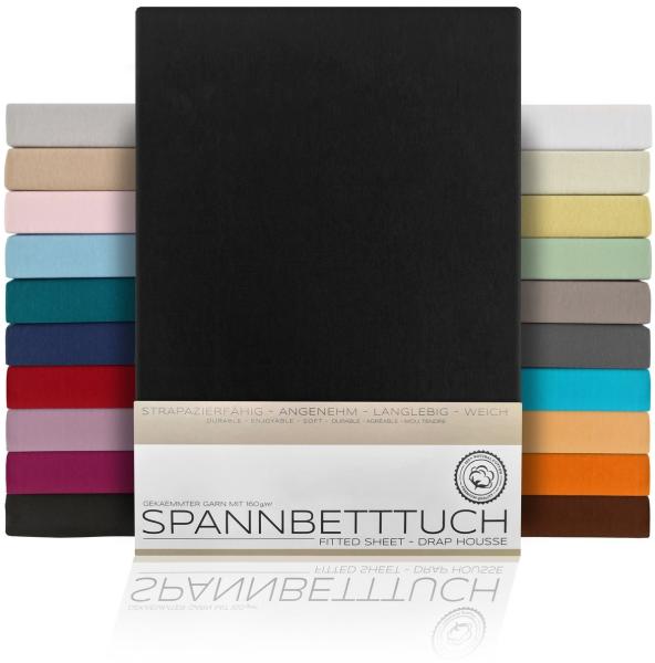 Beautex Spannbettlaken Spannbetttuch Bettlaken aus gekämmter Baumwolle Premium Jersey 160g/m², Jersey, Gummizug: rundum, (1 Stück)