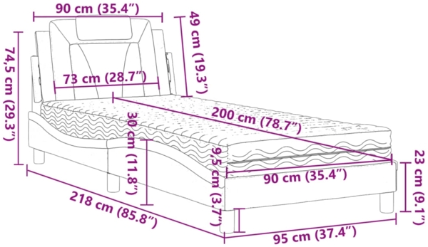 vidaXL Bett "Viana" mit Matratze Braun 90x200 cm Kunstleder 3208770 Bild 10
