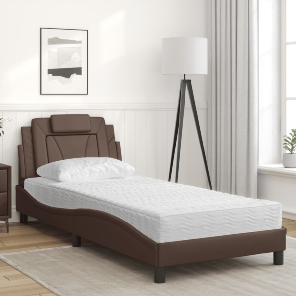 vidaXL Bett "Viana" mit Matratze Braun 90x200 cm Kunstleder 3208770 Bild 2