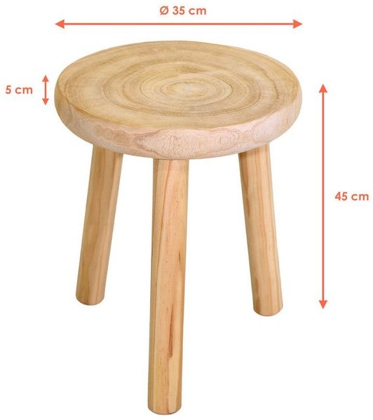Spetebo Blumenhocker aus Holz mit 3 Beinen - rund naturbelassen (Größe wählbar, 1 St, Ø 30 cm / Ø 35 cm), stabiler Stand auf 3 Beinen