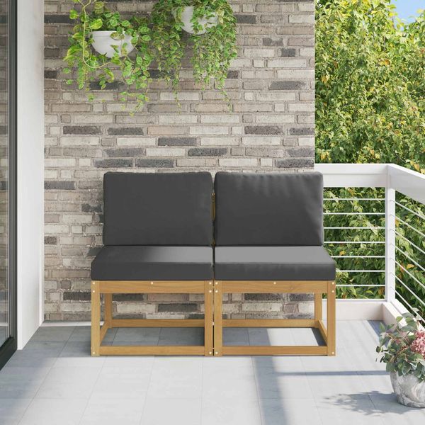 vidaXL 2 Stück Outdoor Mittelsofa Massivholz Akazie Weiß 901465
