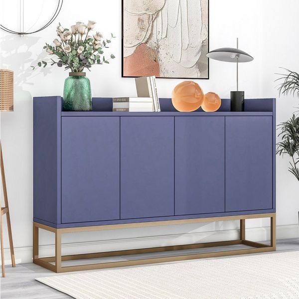 PXloue Sideboard kommode Highboard, mit 4 Türen, Kommode Landhaus, Anrichte, Buffet, B 120cm