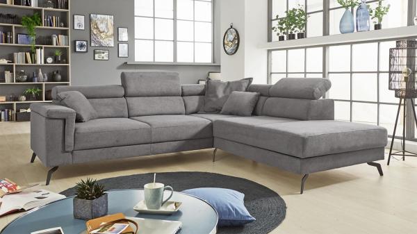 Ecksofa 'Silver' mit motorische Sitztiefenverstellung, Stoff stone