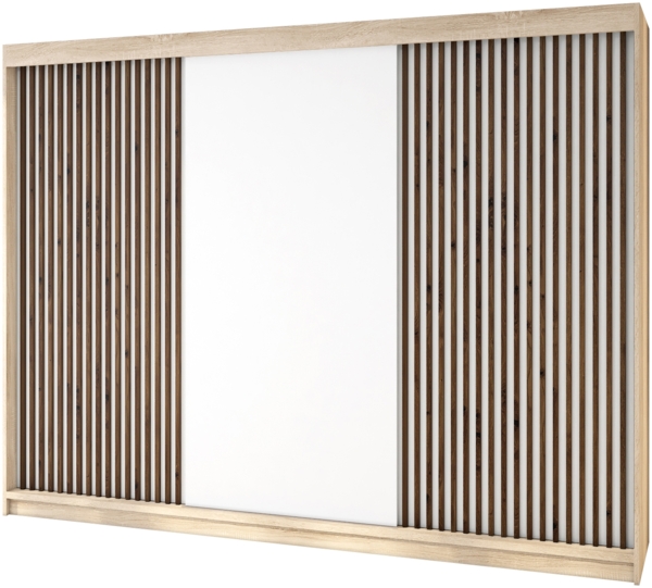 A&J MöbelLand Schwebetürenschrank IOSA 200 cm mit 4 Schubladen, und 3D Lamellen