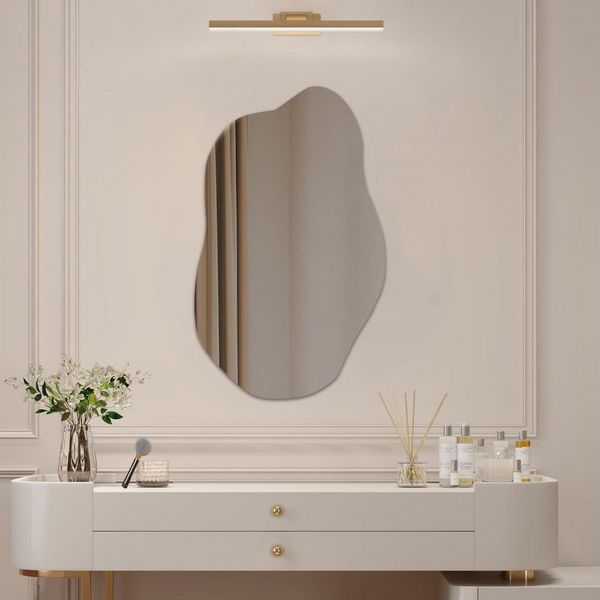 WDWRITTI Schminkspiegel Wand Kosmetikspiegel Wandspiegel Asymmetrisch Rahmenlos Wolke (Dekospiegel Flurspiegel Modern Rahmenlos, 62x90, 52x85cm), HD Spiegel mit Splitterschutzfolie