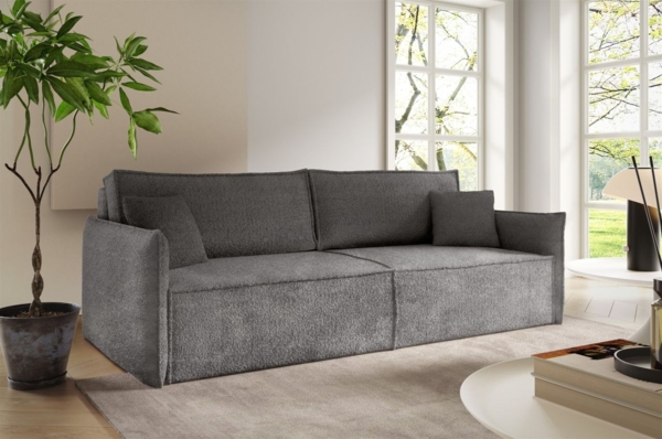 Sofa 3-Sitzer mit Schlaffunktion LAGOS in Stoff Abriamo Dunkelgrau
