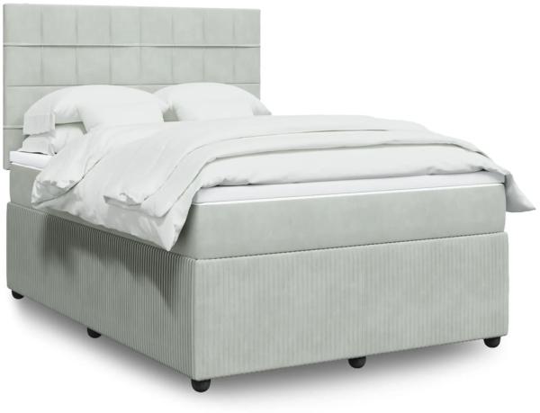 vidaXL Boxspringbett mit Matratze Hellgrau 140x200 cm Samt 3294658