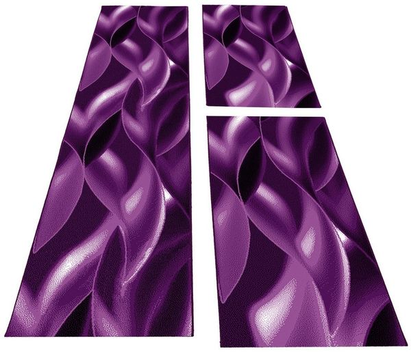 Carpettex Kurzflor-Bettumrandung Abstrakt Wellen Design, Höhe 6 mm, (Bett-Set, 3-tlg, Bettvorlage), Schlafzimmer Teppich Bettumrandung Läufer Set 3 teilig