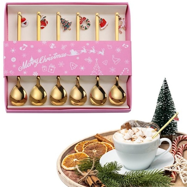 CLTYQ Teelöffel 6 Stück Weihnachtslöffel Weihnachten Teelöffel,Weihnachtsdekorationen, Weihnachtsgeschirr Löffel Edelstahl Weihnachtslöffel,Besteck Bild 4