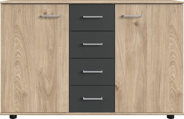 Kombikommode >ANGIE< in HICKORY OAK + GRAPHIT - 130x83x41cm (BxHxT)