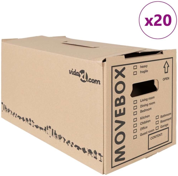 vidaXL Umzugsbox mit Speicher 20 pcs Natur 59 x 31,5 x 31,5 cm Karton 4106561