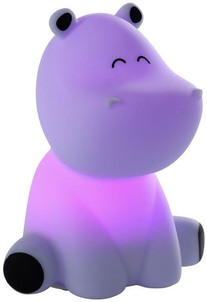 EGLO LED Nachtlicht Castellino, Akku Tischlampe Nilpferd, Kinderzimmer Deko Jungen, Silikon Nachttischlampe Kinder Baby Bett, Touch bedienbar, blau, warmweiß, RGB