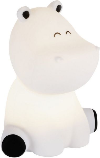 EGLO LED Nachtlicht Castellino, Akku Tischlampe Nilpferd, Kinderzimmer Deko Jungen, Silikon Nachttischlampe Kinder Baby Bett, Touch bedienbar, blau, warmweiß, RGB