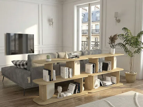Vente-unique - NELERIA Regal Holz, Platte BeigeBeige - B 40 cm x H 81,3 cm x L 120 cm