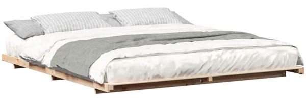 vidaXL Bodenbettgestell Braun 200 x 200 cm Massivholz Kiefer 873058 Bild 2