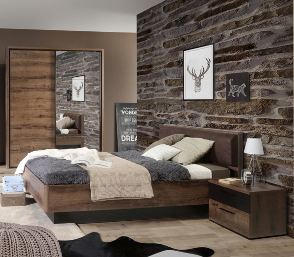 Jugendzimmer Jacky in Schlammeiche mit Schwarzeiche Kinderzimmer Komplett Set in verschiedenen Varianten wählbar - 5 teilig , Kleiderschrank + Jugendbett + Nachttisch + Lattenrost + Matratze