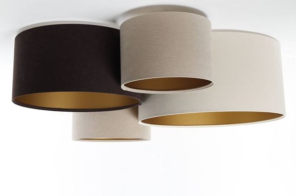 BPS Koncept 084-02-034 Plafond 4FLAME 4xE27 60W Velours auf PVC-Basis schwarz, creme, beige, weiß, gold H:34cm B:92x88 cm dimmbar