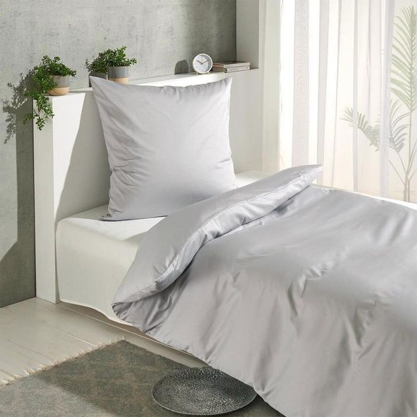 TRAUMSCHLAF Bettwäsche Pure, Mako Satin, 2 teilig, hochwertige Satin Bettwäsche