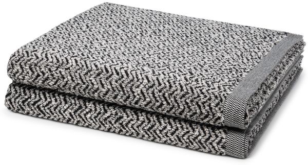 Möve Brooklyn Fischgrat 2 tlg. Frottier-Set - 2 X Duschtuch (80 X 150cm) - 600 g/m2 - Nature/Black