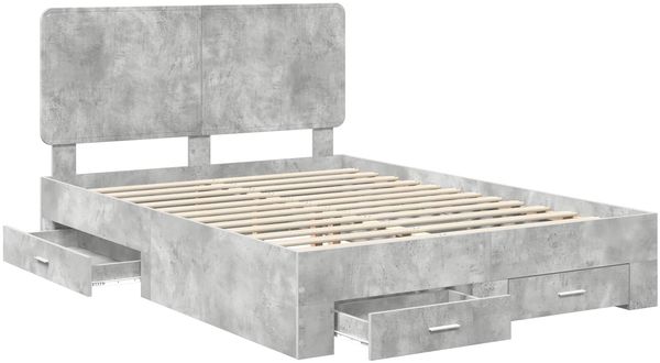 vidaXL Bettrahmen mit Kopfteil Beton Grau 150 x 200 cm Holzwerkstoff 3412770 Bild 5