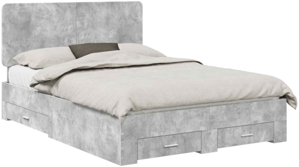 vidaXL Bettrahmen mit Kopfteil Beton Grau 150 x 200 cm Holzwerkstoff 3412770