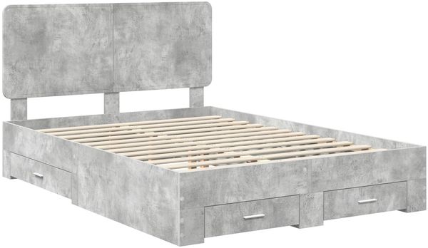 vidaXL Bettrahmen mit Kopfteil Beton Grau 150 x 200 cm Holzwerkstoff 3412770 Bild 4