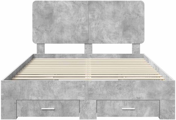 vidaXL Bettrahmen mit Kopfteil Beton Grau 150 x 200 cm Holzwerkstoff 3412770 Bild 8
