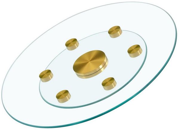 ANYSUN Tischplatte Glastischplatte,Zweistufige, drehbare runde Glasplatte. (Der obere Glasdurchmesser beträgt 61 cm, der untere 38 cm), Drehbare Glasplatte für Couchtisch – Transparent