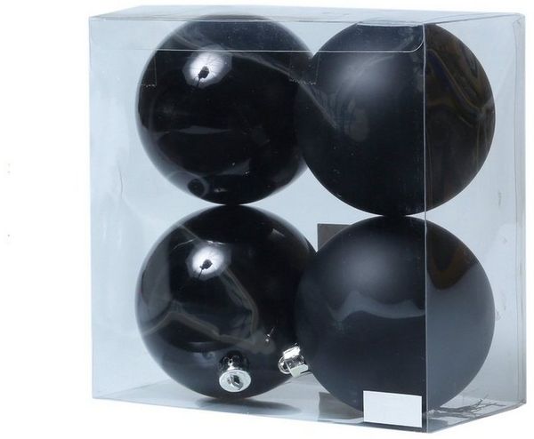MARELIDA Weihnachtsbaumkugel Christbaumkugeln Weihnachtskugeln bruchfest 10cm schwarz 4er Set (4 St)